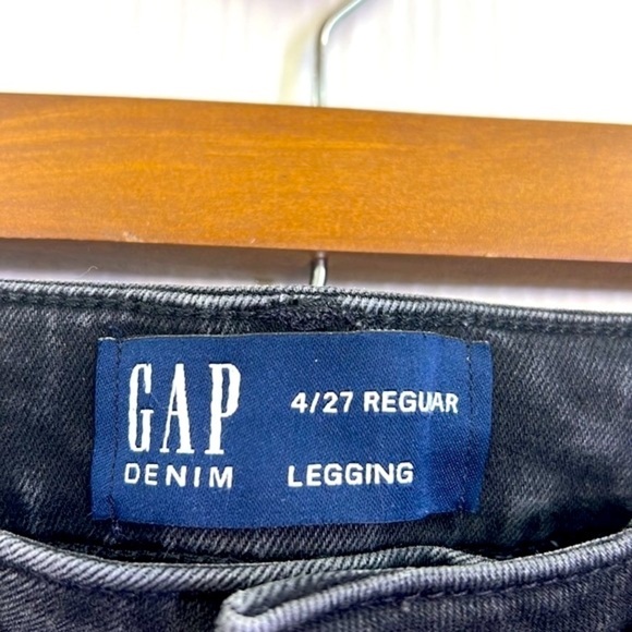 GAP - Y2K Black Stonewash Distressed Denim Jean Legging Size 4 - Picture 6 of 11